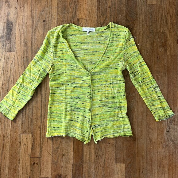 Escada Yellow and Black Striped Blouse - Picture 1 of 9